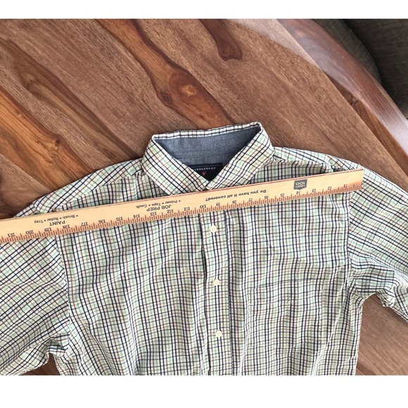 Saddlebred Mens Medium Long Sleeve Tattersall Check Button Down Shirt Blue Green - Picture 8 of 10